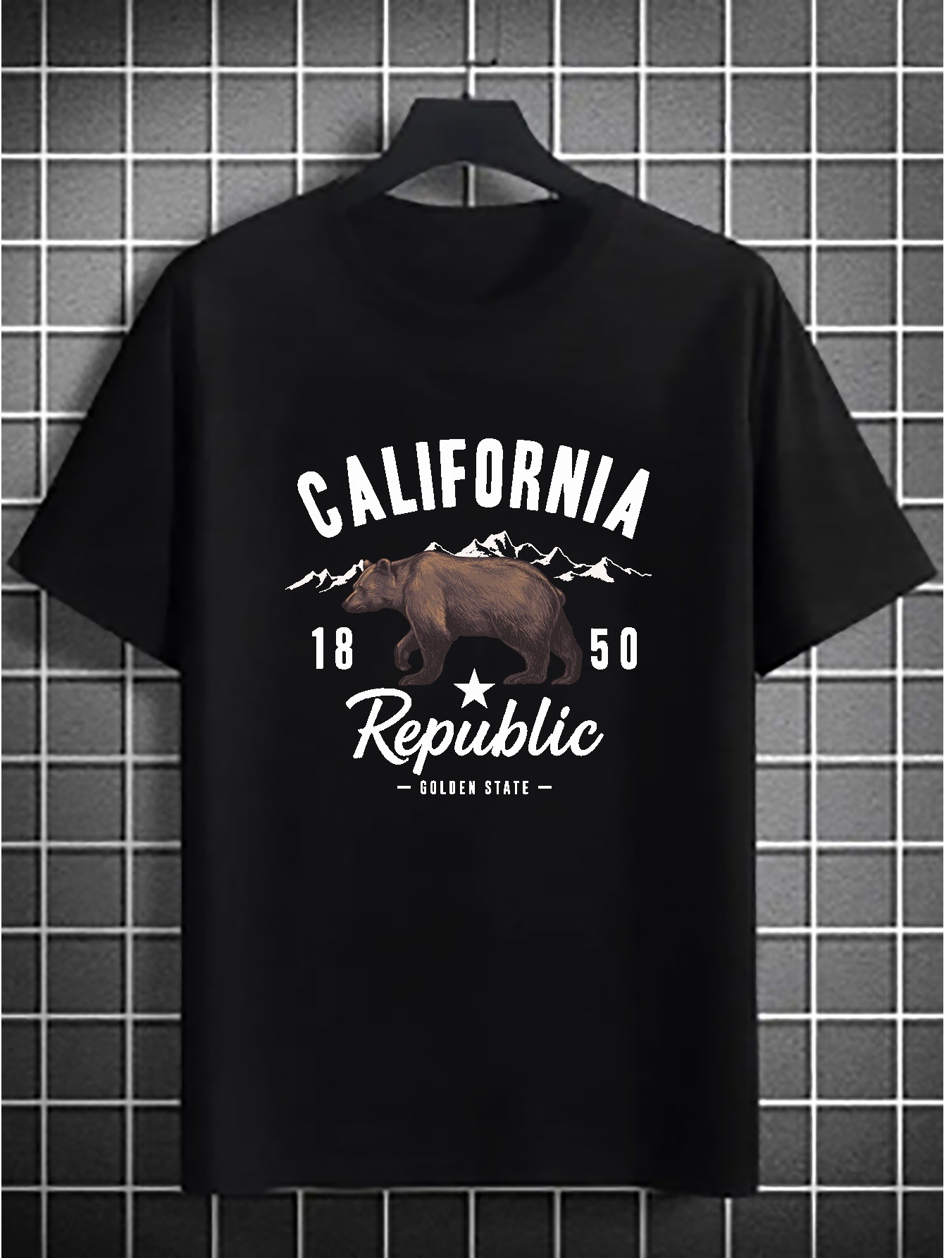 Summer Outdoor Clothing - Men's Plus Size 'CALIFORNIA REPUBLIC' Graphic