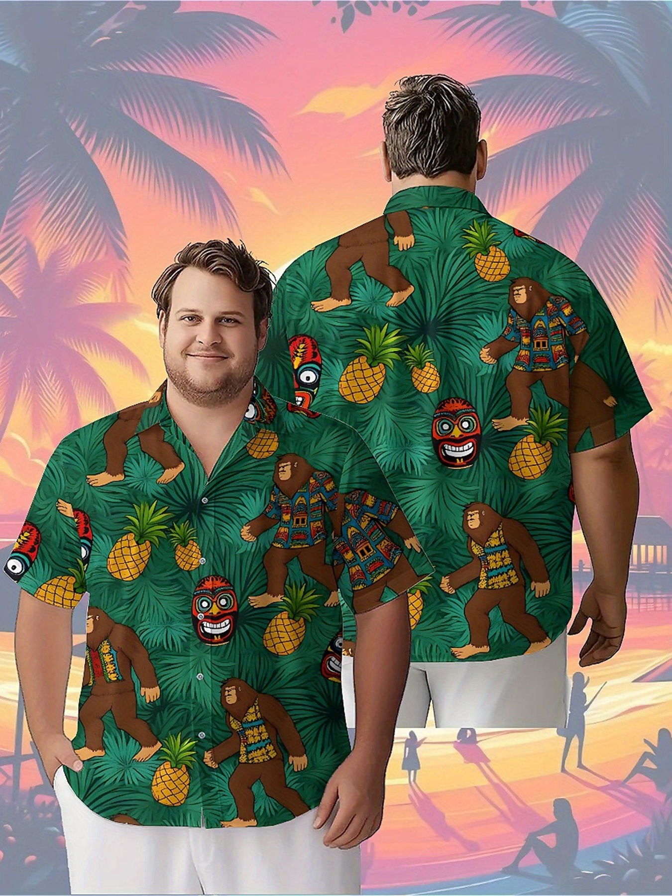 Summer Clothing Patterns - Men's Plus Size Hawaiian Shirts Sasquatch