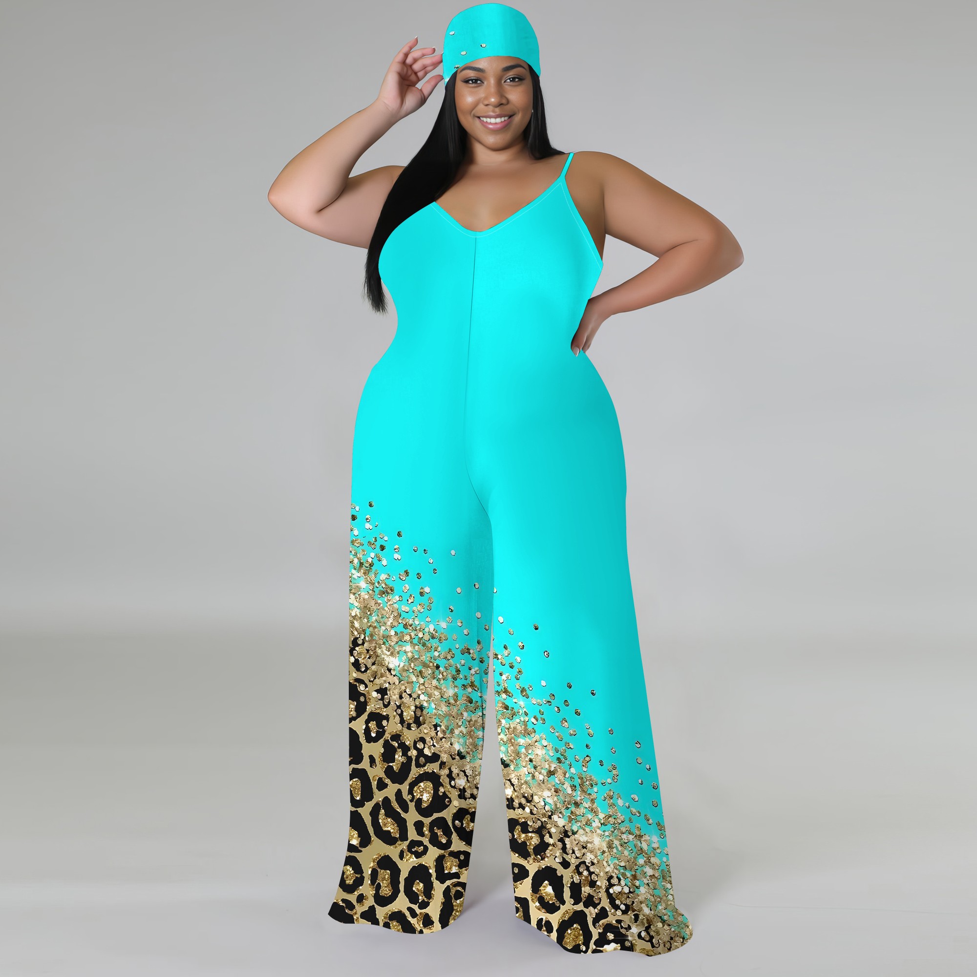 Palazzo Pant Wide - Plus Size Printed Jumpsuit - Strapless