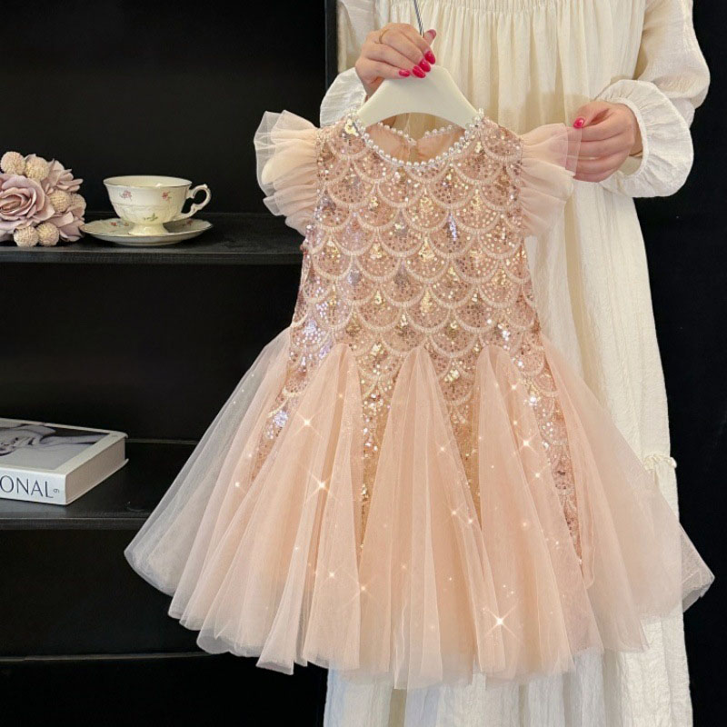 Summer Nights Clothing - Children's Dress Mesh Sequins Kids Summer