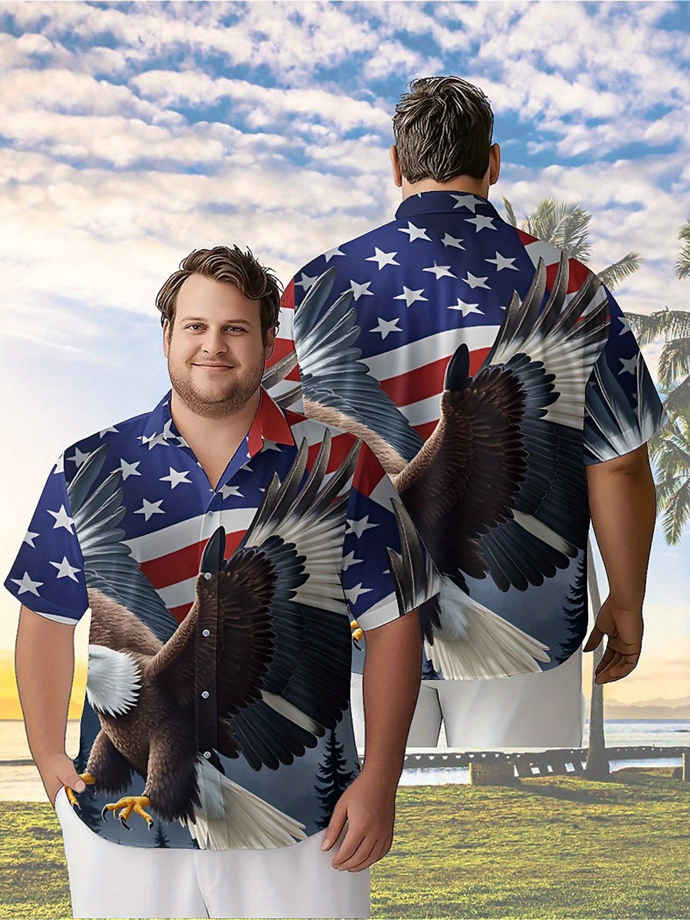 Summer Clothing Patterns - Men's Plus Size Hawaiian Shirts Independence