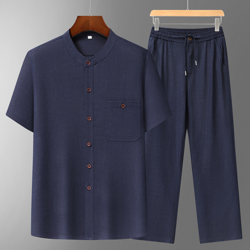 Summer Clothing Men Linen - Men's Cotton Linen Tang Suit Short-Sleeved