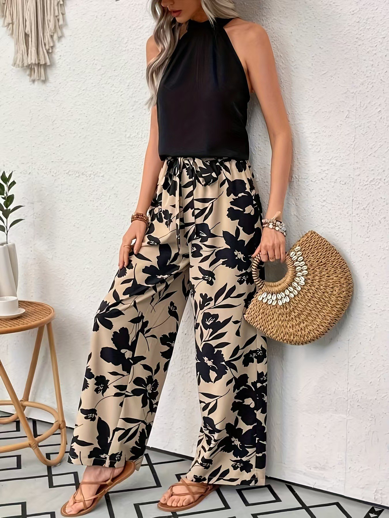 Women Big Floral Print Wide Le - Palazzo Pant Wide recensione e prezzo