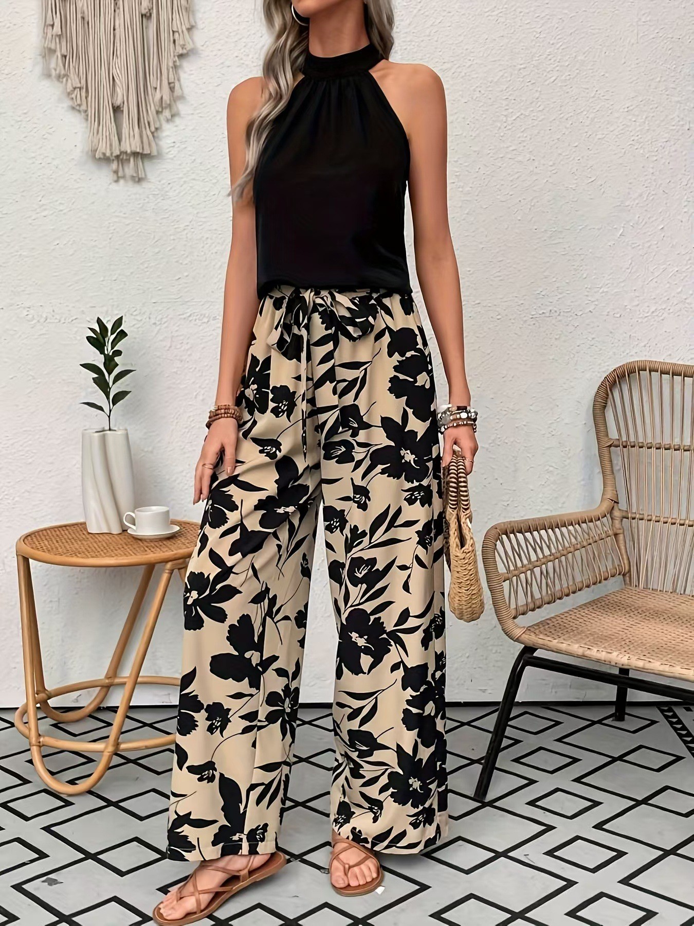 Women Big Floral Print Wide Le - Palazzo Pant Wide recensione e prezzo