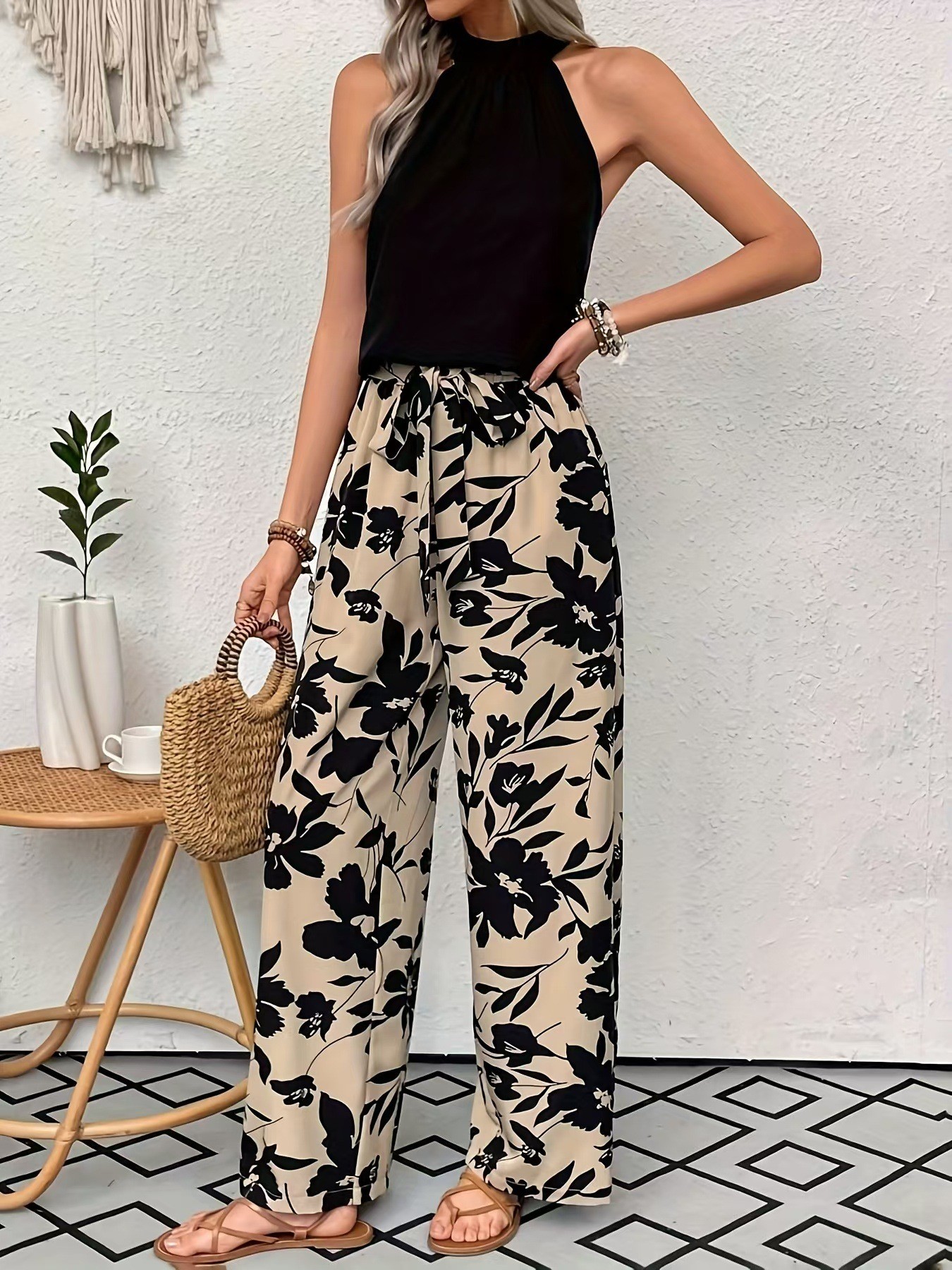 Women Big Floral Print Wide Le - Palazzo Pant Wide recensione e prezzo