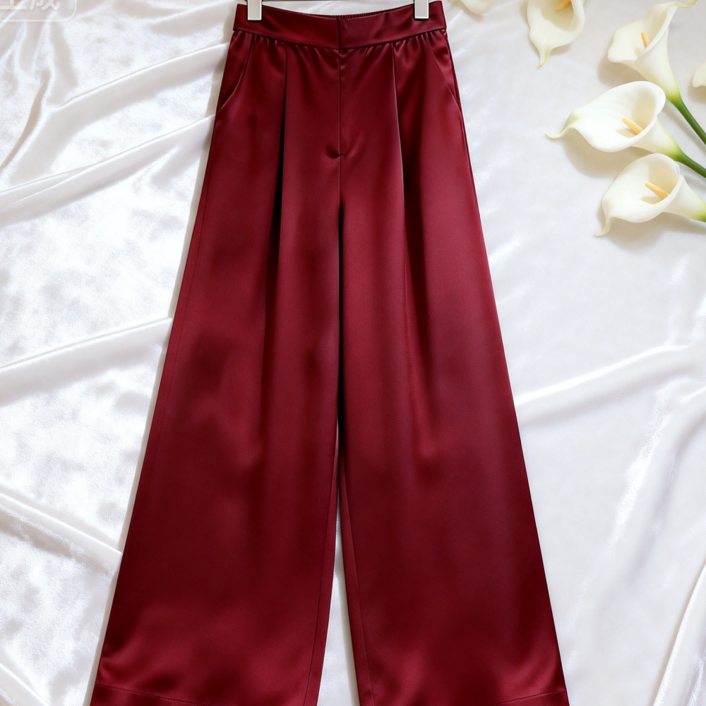 2026 Women's Wine Red Satin Wi - Palazzo Pant Wide recensione e prezzo