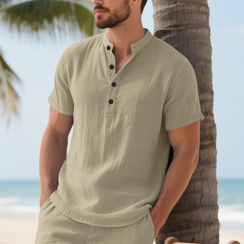 Men Shirt Mens Linen Loose Fit - Summer Clothing Men Linen recensione e prezzo