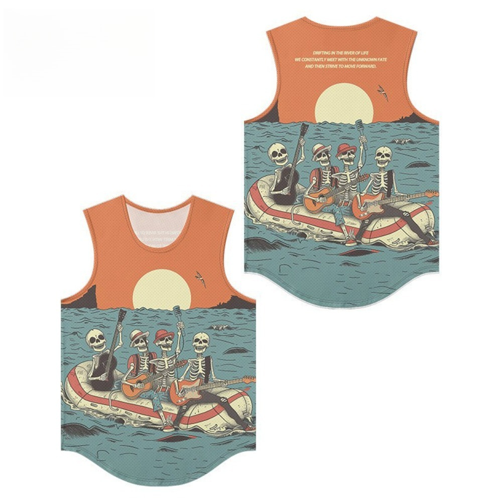 Skeleton Band Printed Men Vest - Summer Clothing Essentials Men recensione e prezzo