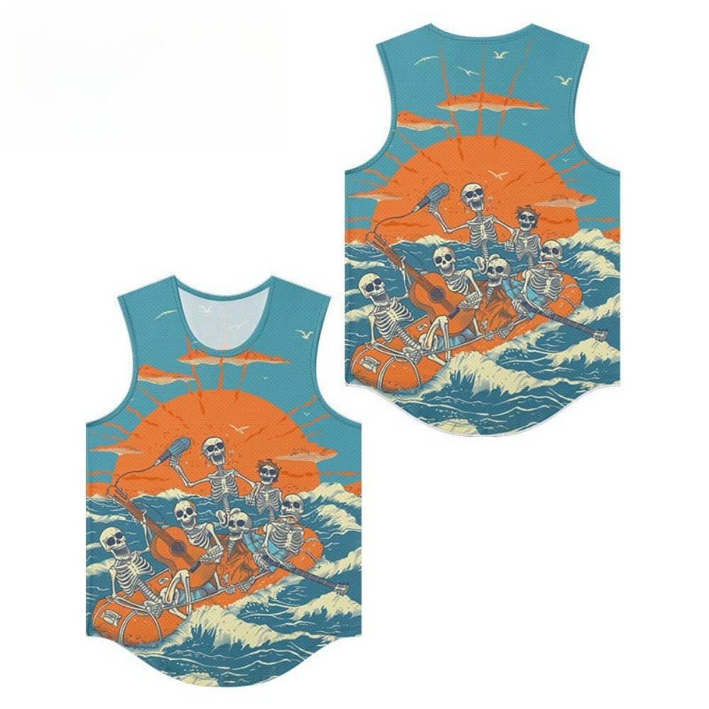 Skeleton Band Printed Men Vest - Summer Clothing Essentials Men recensione e prezzo
