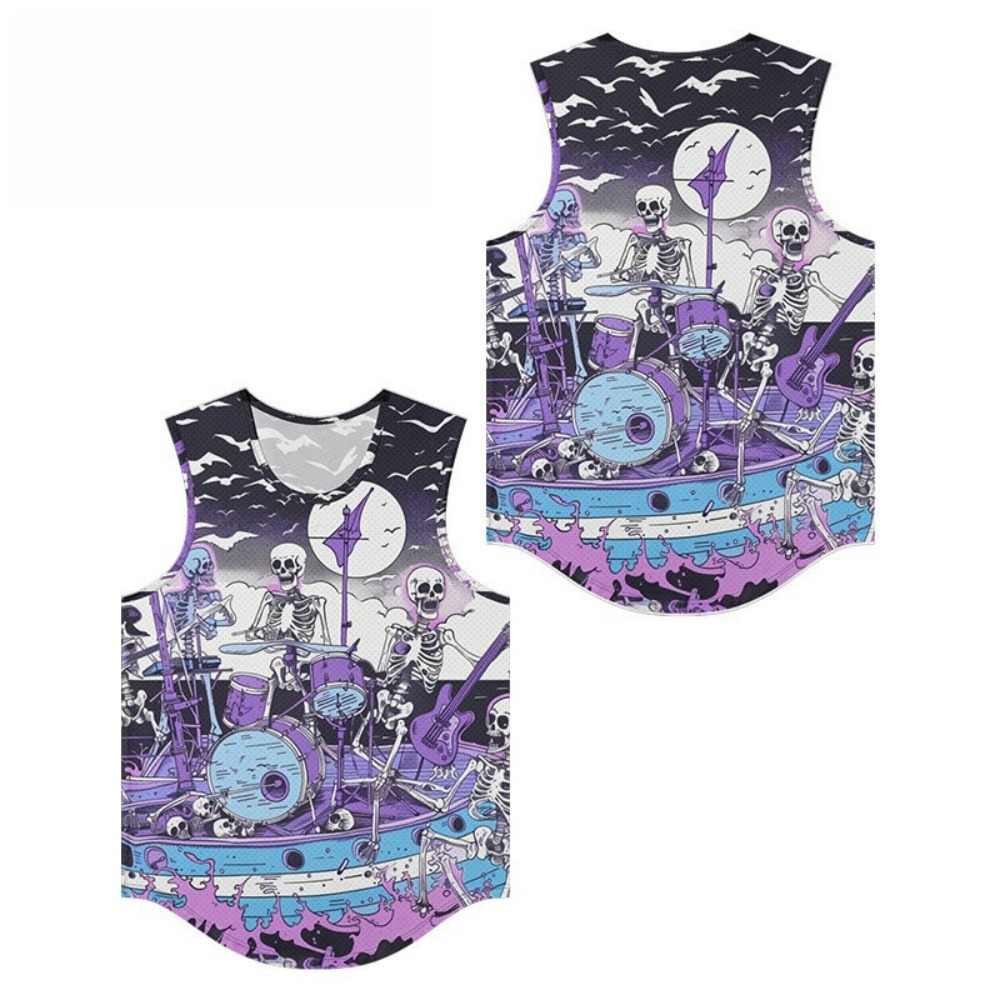 Skeleton Band Printed Men Vest - Summer Clothing Essentials Men recensione e prezzo
