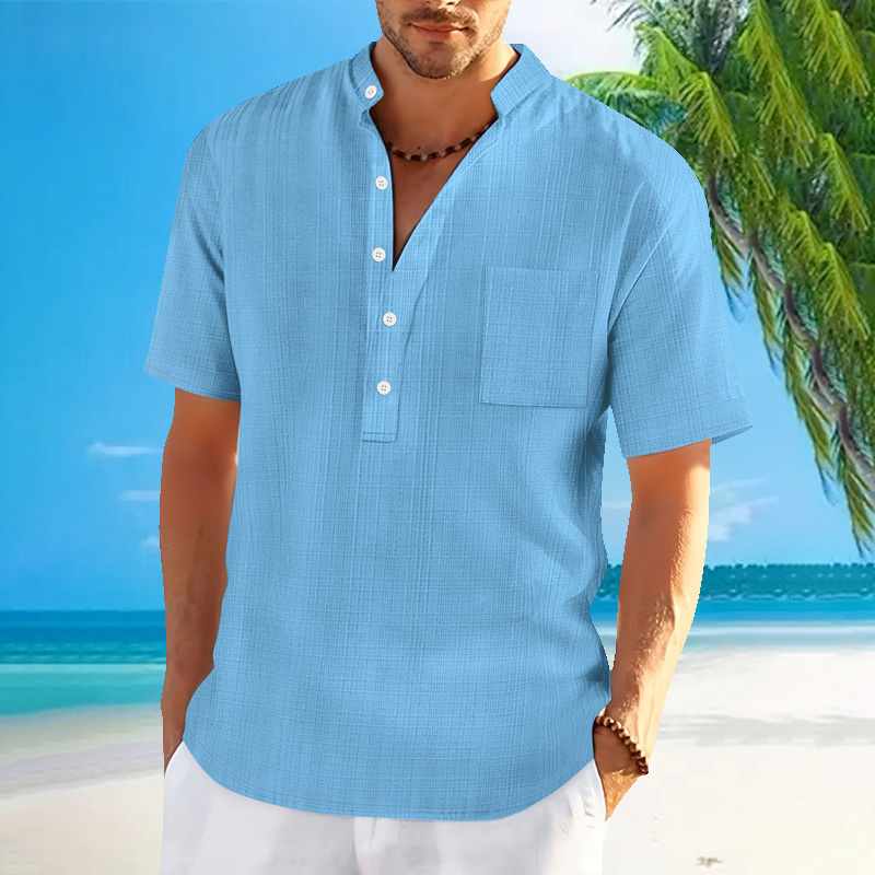 New men's standing collar shor - Summer Clothing Men Linen recensione e prezzo