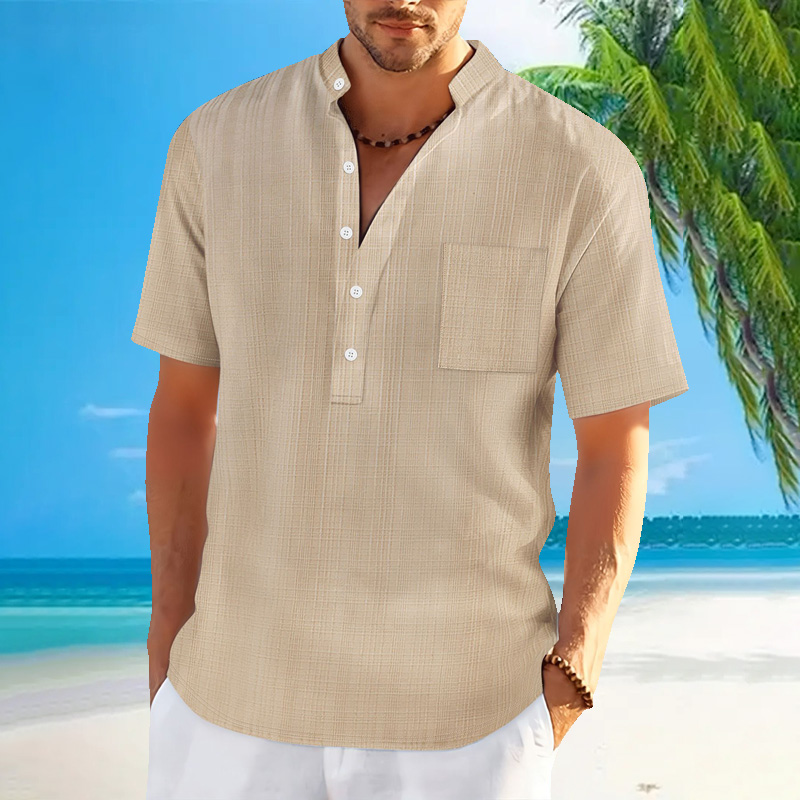 New men's standing collar shor - Summer Clothing Men Linen recensione e prezzo