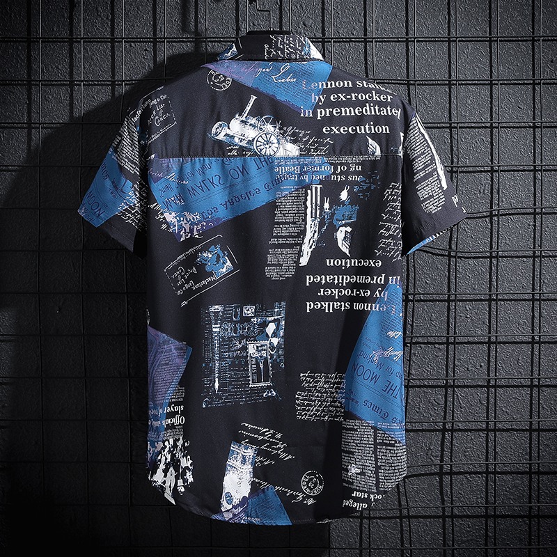 Newspaper Printed Shirt,Korean - Summer Clothing Essentials Men recensione e prezzo