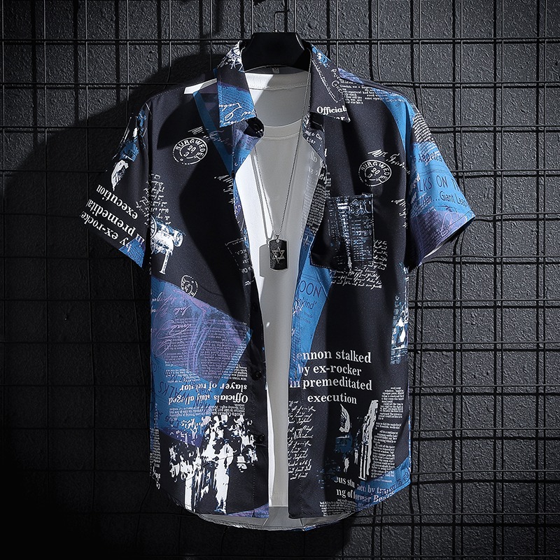 Newspaper Printed Shirt,Korean - Summer Clothing Essentials Men recensione e prezzo