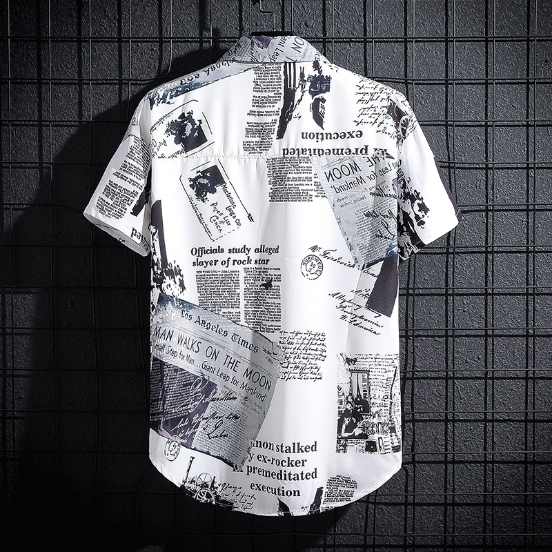 Newspaper Printed Shirt,Korean - Summer Clothing Essentials Men recensione e prezzo