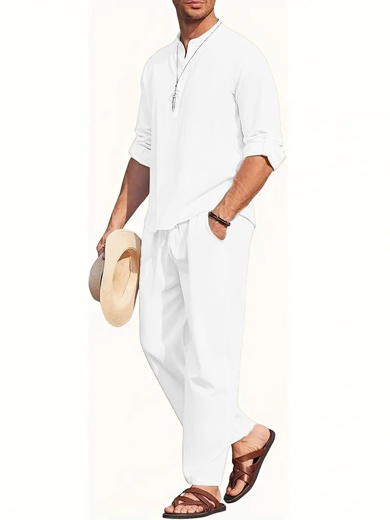 Men's White Linen Suit Set Lon - Summer Outdoor Clothing recensione e prezzo