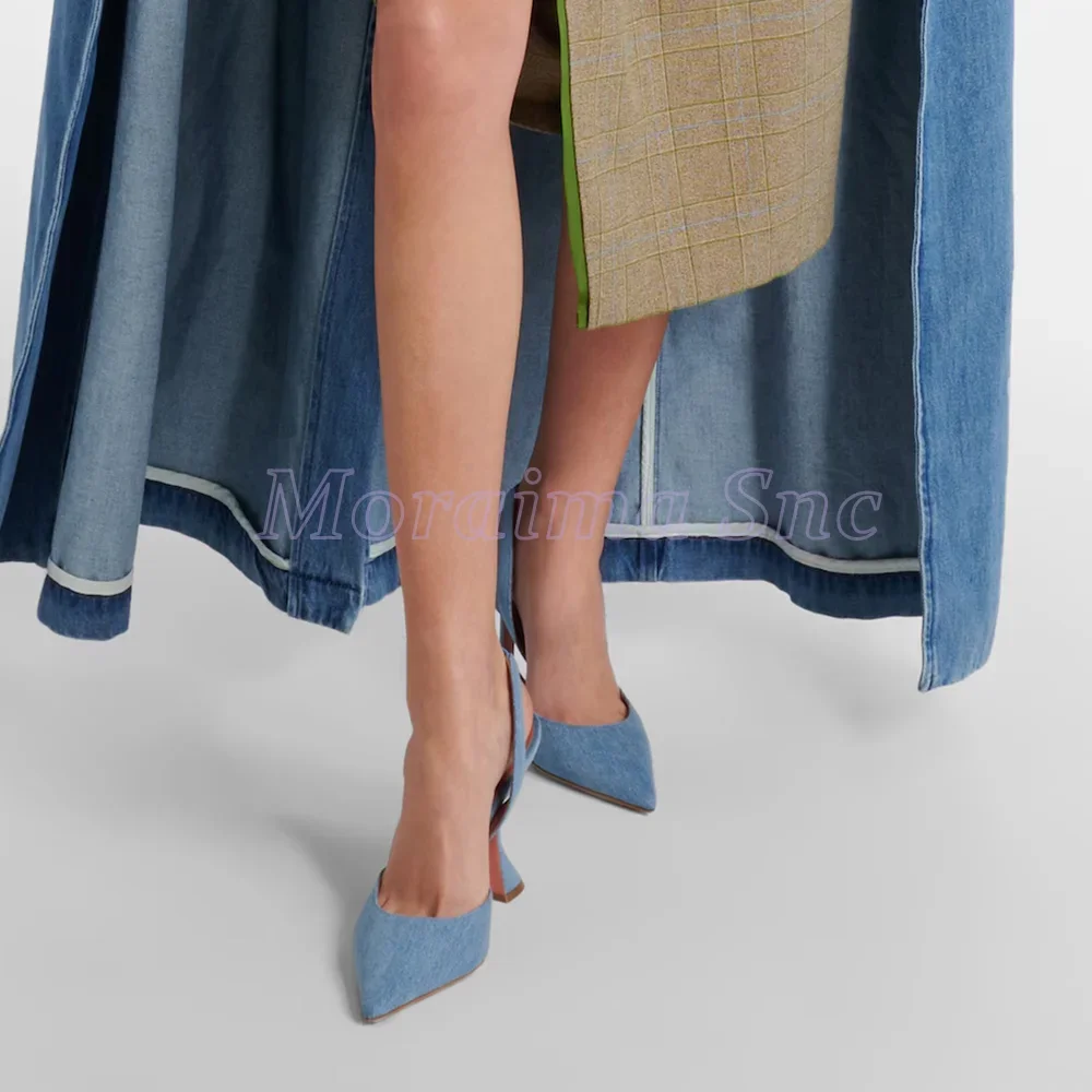 Denim Pointed Toe Sandals Wine - Summer Clothing Sale Women recensione e prezzo