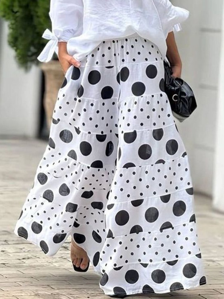 Women's Polka Dot Tiered Wide  - Palazzo Pant Wide recensione e prezzo