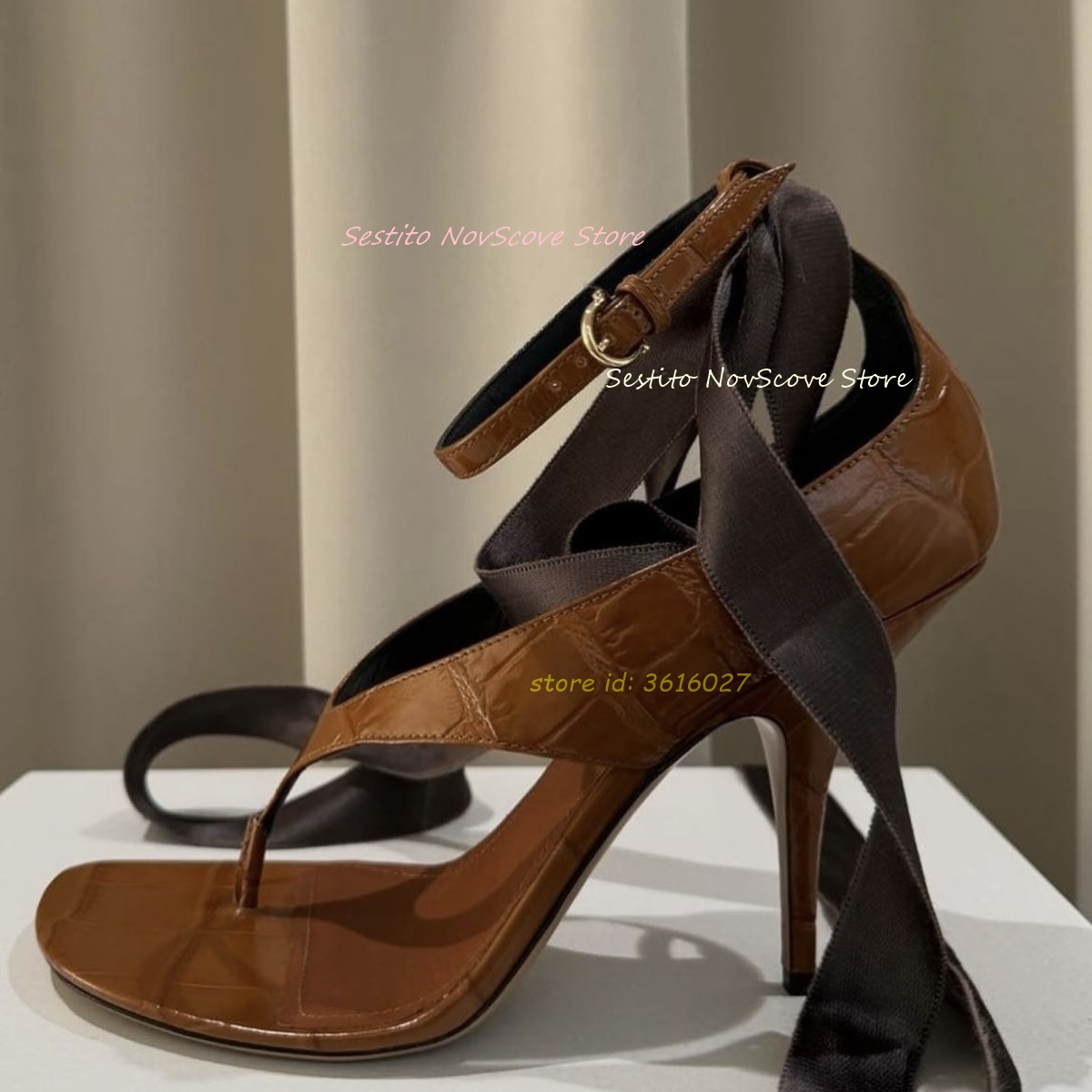 Brown Open Toe Lace Up Sandals - Summer Clothing Petite recensione e prezzo
